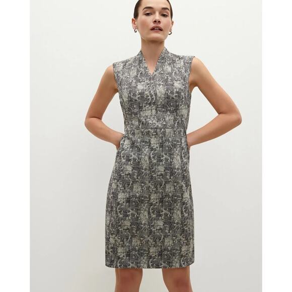 MM. LaFleur Womens The Aditi Dress 12 Black Cream Crackle Workwear Business - Picture 2 of 11